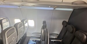 a plane with seats and windows