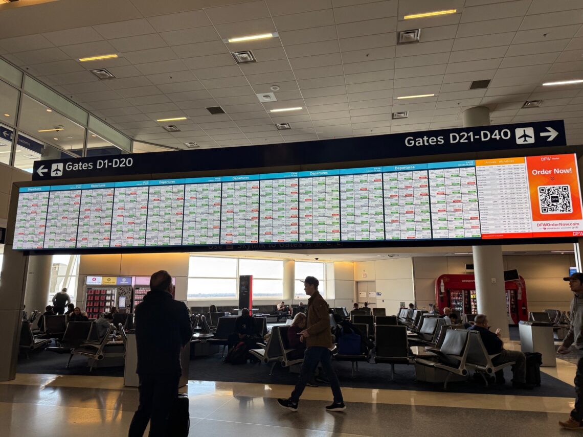 DFW departure board