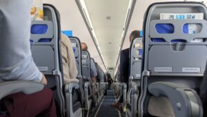 lots of airplane seat backs