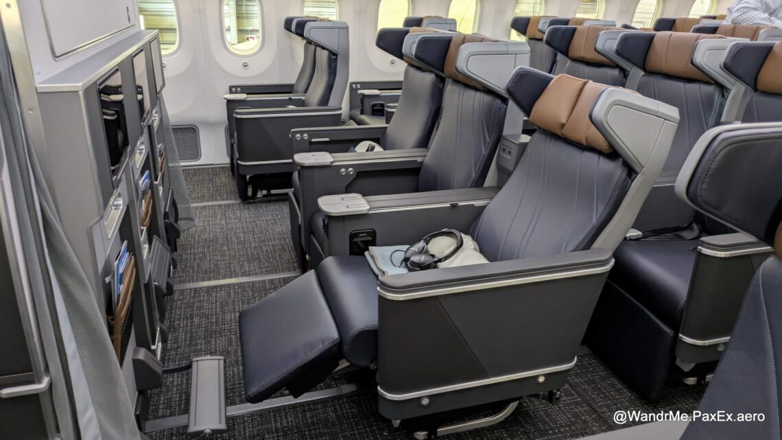 Premium economy seats on a plane