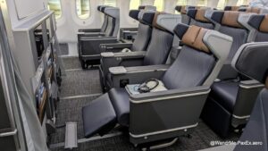 Premium economy seats on a plane
