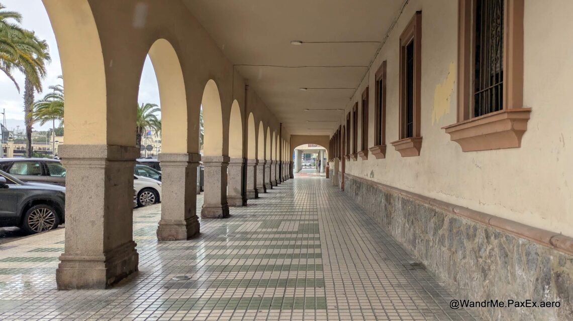 vanishing point covered walkway in Melilla, Spain