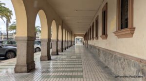 vanishing point covered walkway in Melilla, Spain